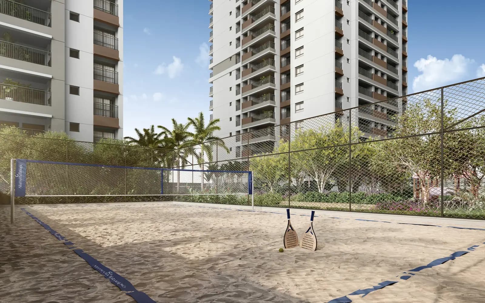 Quadra de Beach tennis - torre 1 e 2 · Perspectiva artística