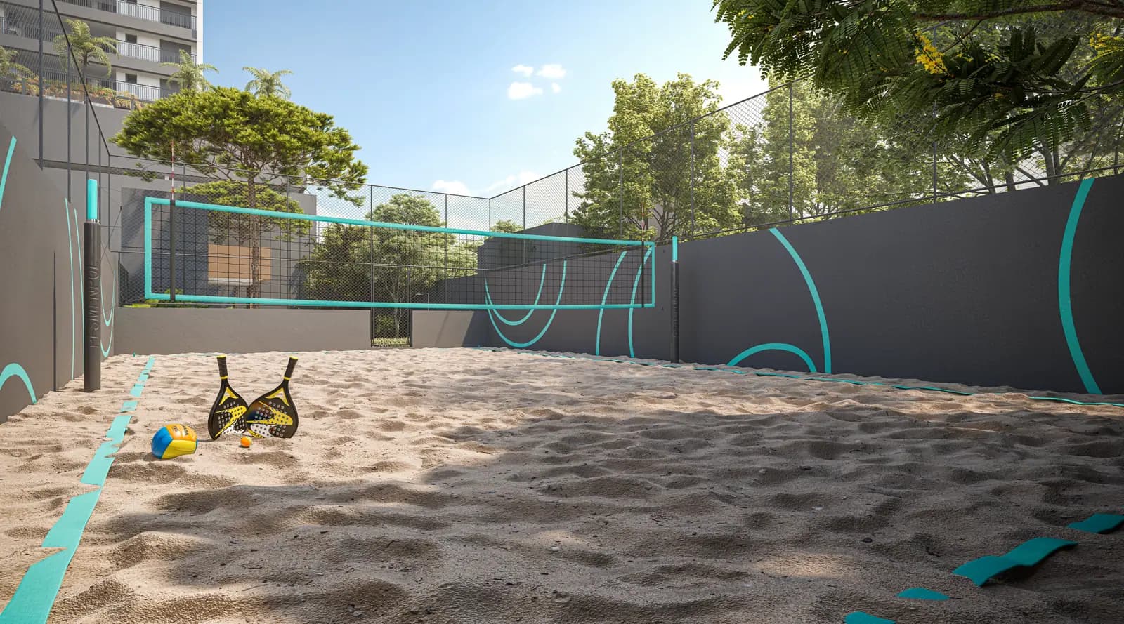 Quadra de Beach Tennis · Perspectiva artística