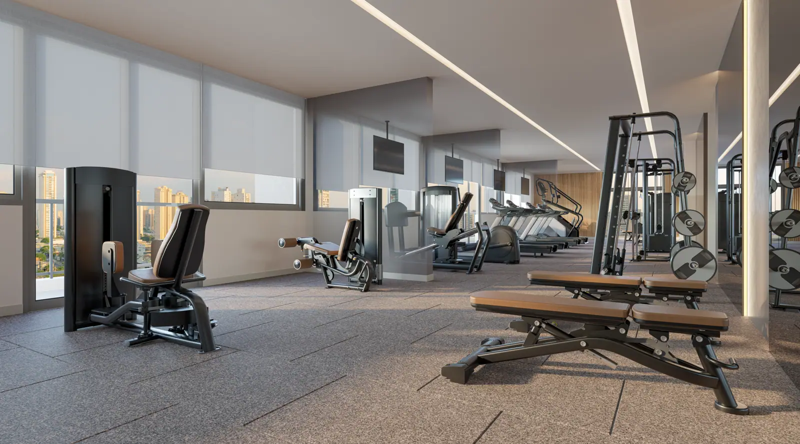 Fitness com 243m² · Perspectiva artística