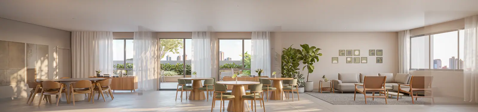 Salão de festas com 185m² · Perspectiva artística