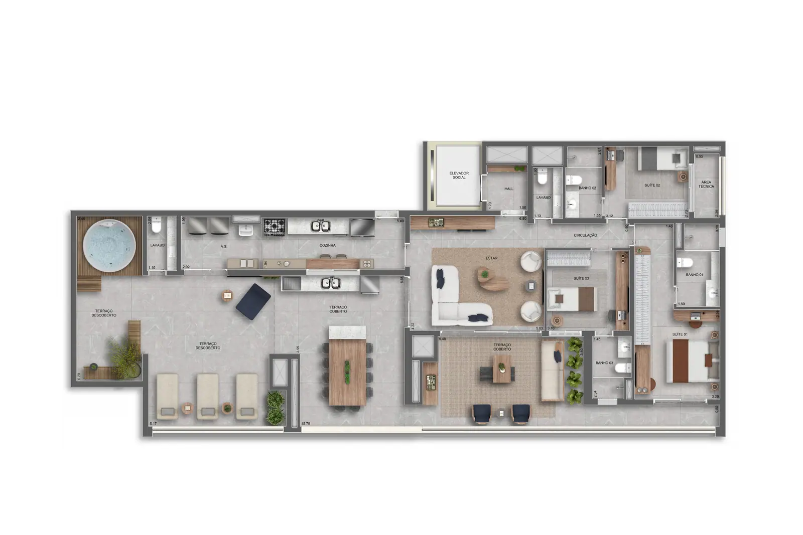 218m² | Penthouse · Perspectiva artística