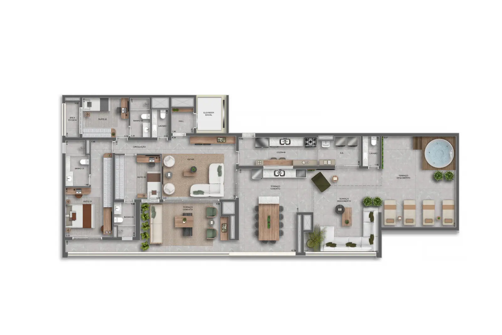 235m² | Penthouse · Perspectiva artística