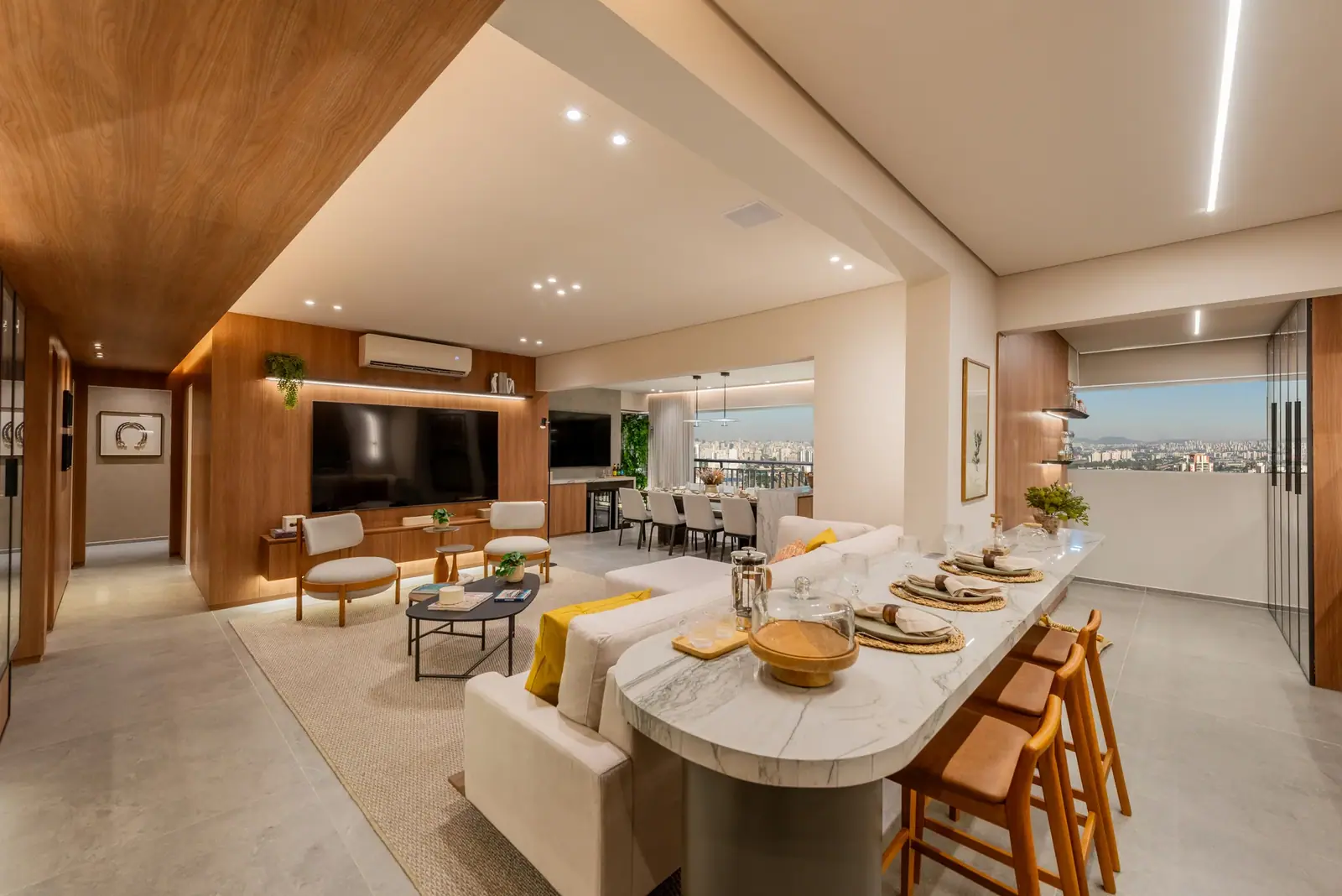 Living do apartamento de 140m² · Foto do decorado