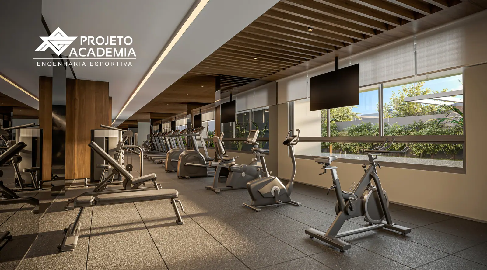 Espaço Fitness c/ 173m² · Perspectiva artística