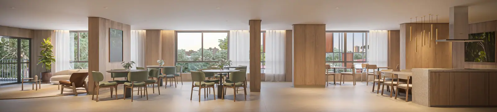 Salão de festas com 133m² · Perspectiva artística