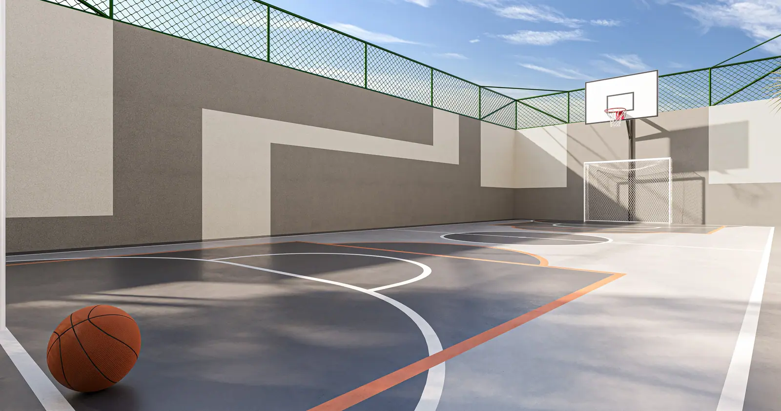 Quadra recreativa - Área exclusiva do residencial · Perspectiva artística