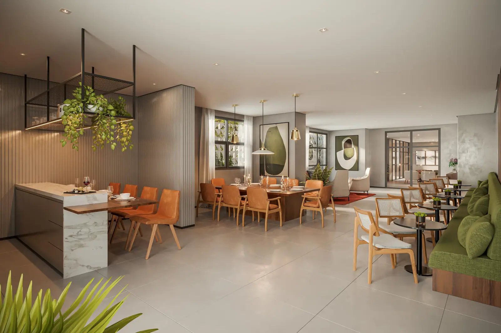 Espaço gourmet com 100m² - Área exclusiva do residencial · Perspectiva artística