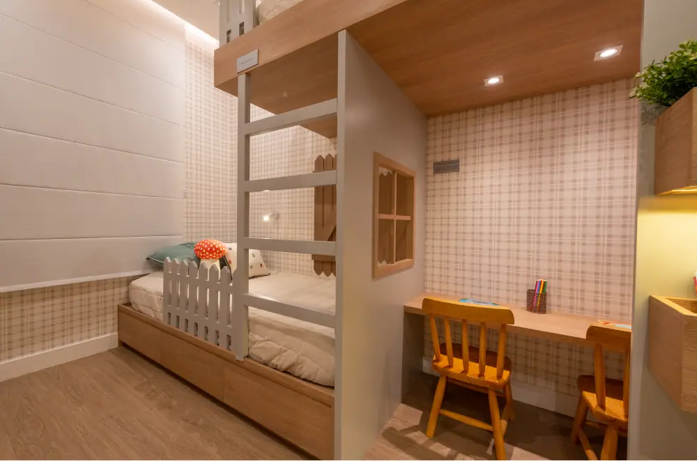 Dormitório 01 do apto. de 88m² - Opção ampliada · Foto do decorado