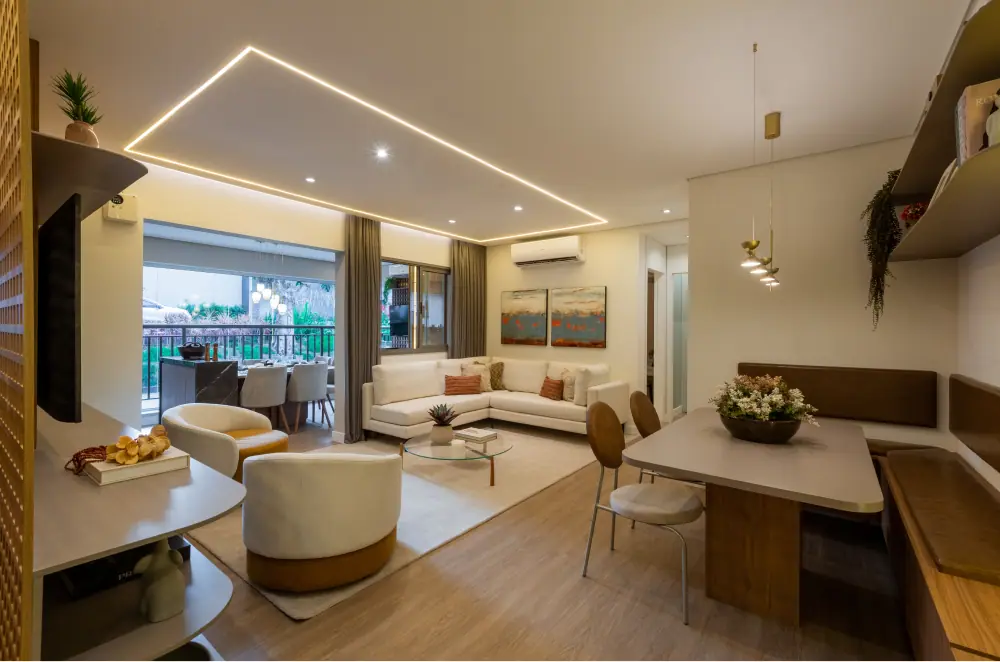 Living do apto. de 88m² - Opção ampliada · Foto do decorado