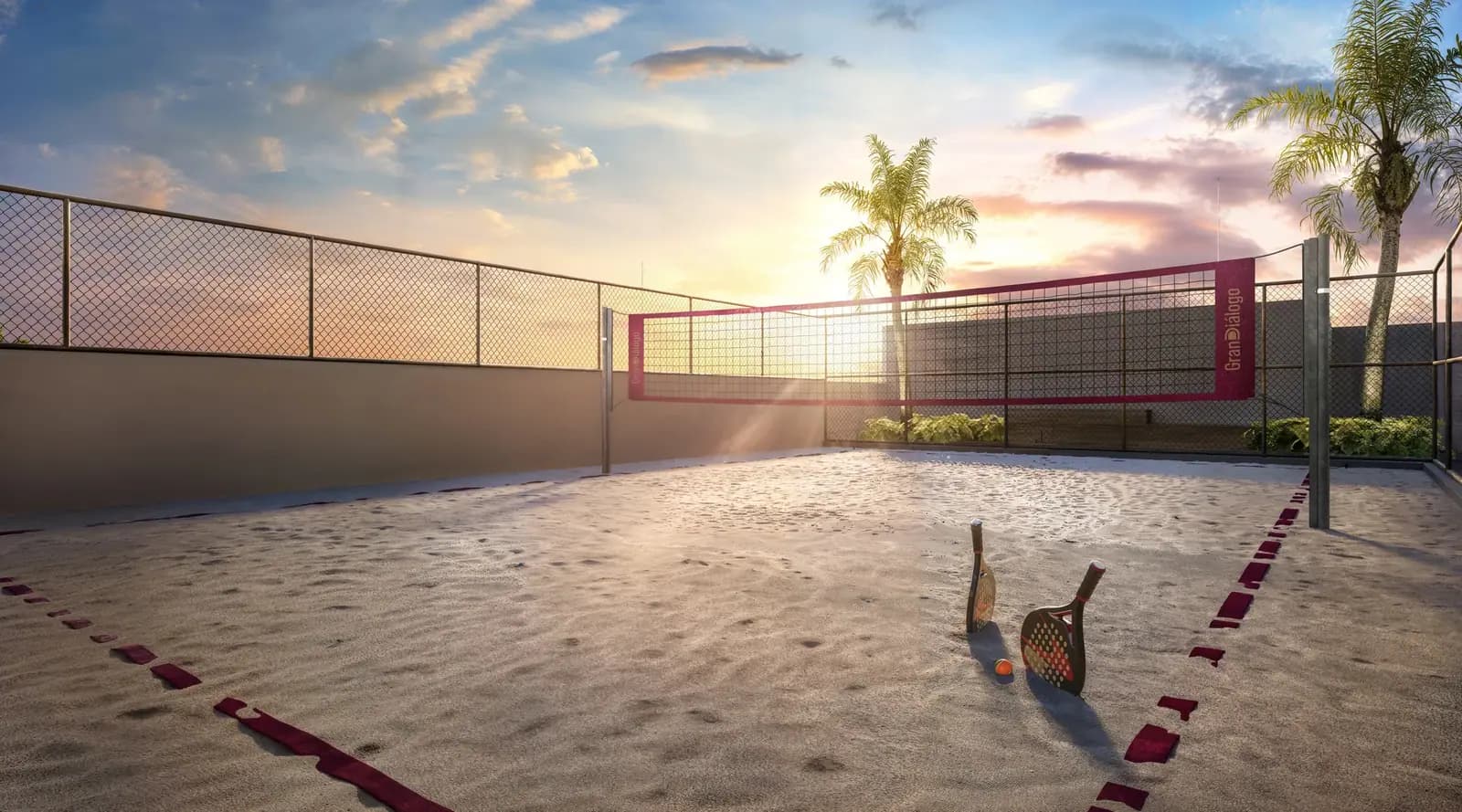 Quadra de Beach Tennis · Perspectiva artística