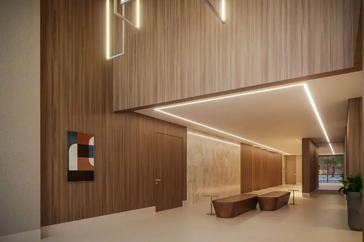 Lobby com pé duplo · Perspectiva artística