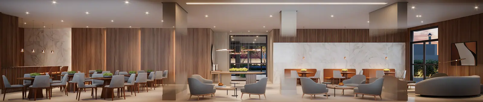 Salão de festas com 195m² · Perspectiva artística