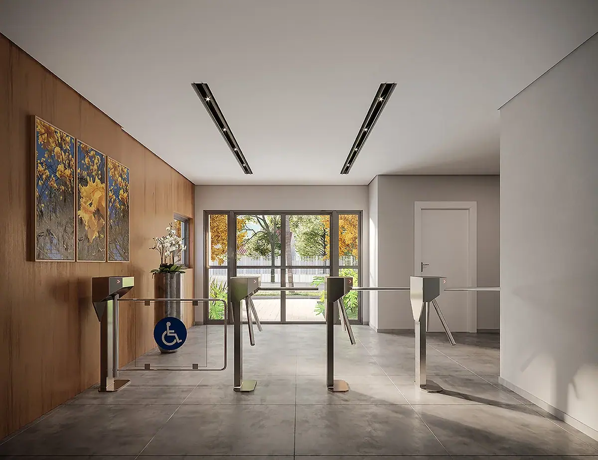 Hall social NR e Salas comerciais · Perspectiva artística