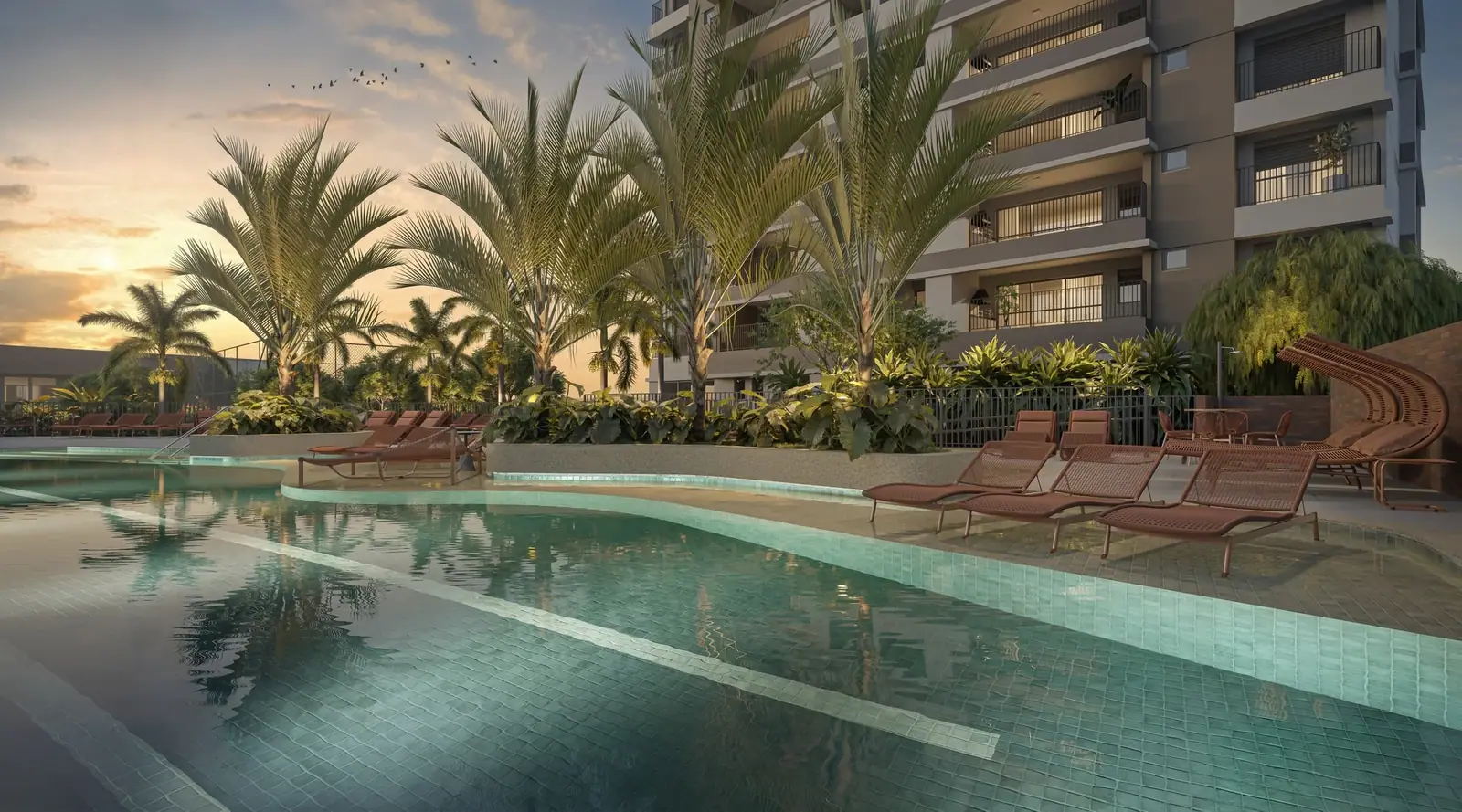 Piscina Adulto c/ raia dupla de 25m · Perspectiva artística