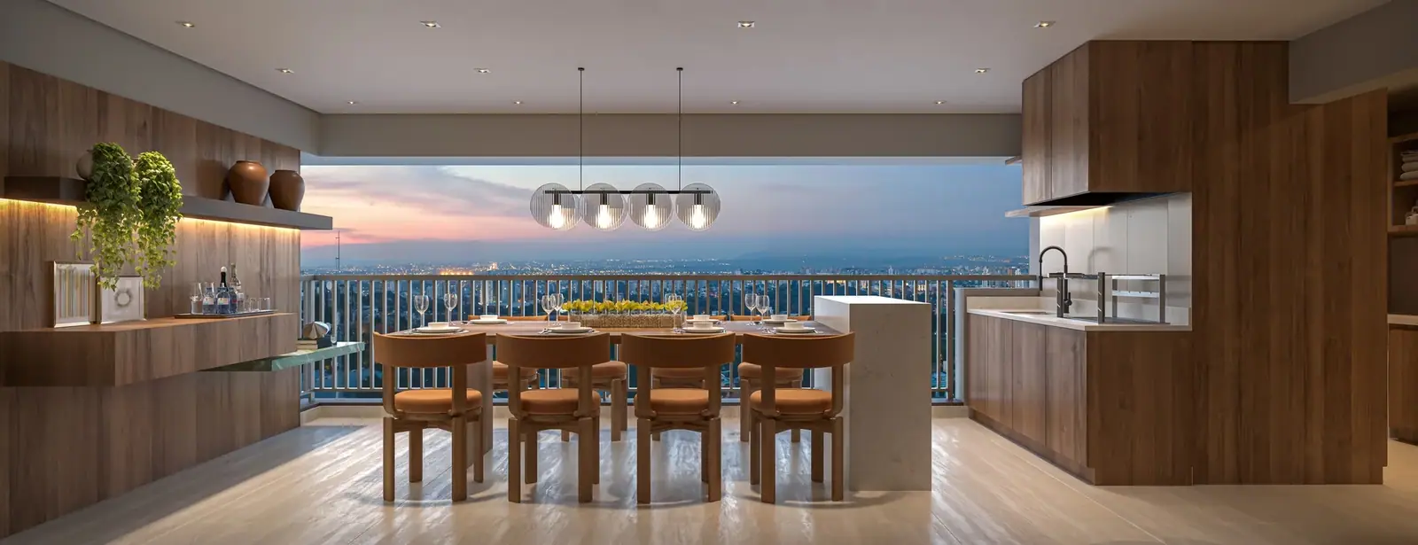 Terraço 3 suítes - 131m² · Perspectiva artística