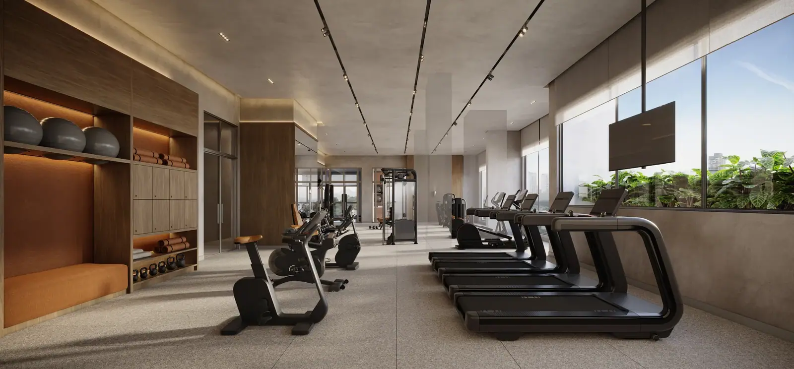 Fitness c/ 200m² | By projeto Academia · Perspectiva artística