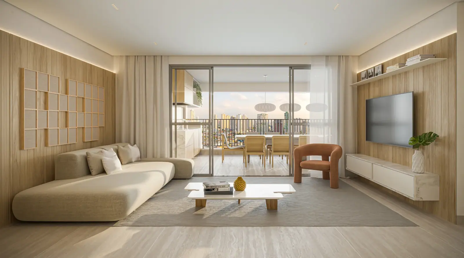 Living 3 suítes - apto 137m² · Perspectiva artística