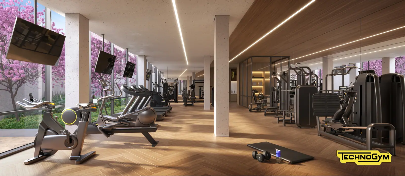 Fitness com 245m² · Perspectiva artística