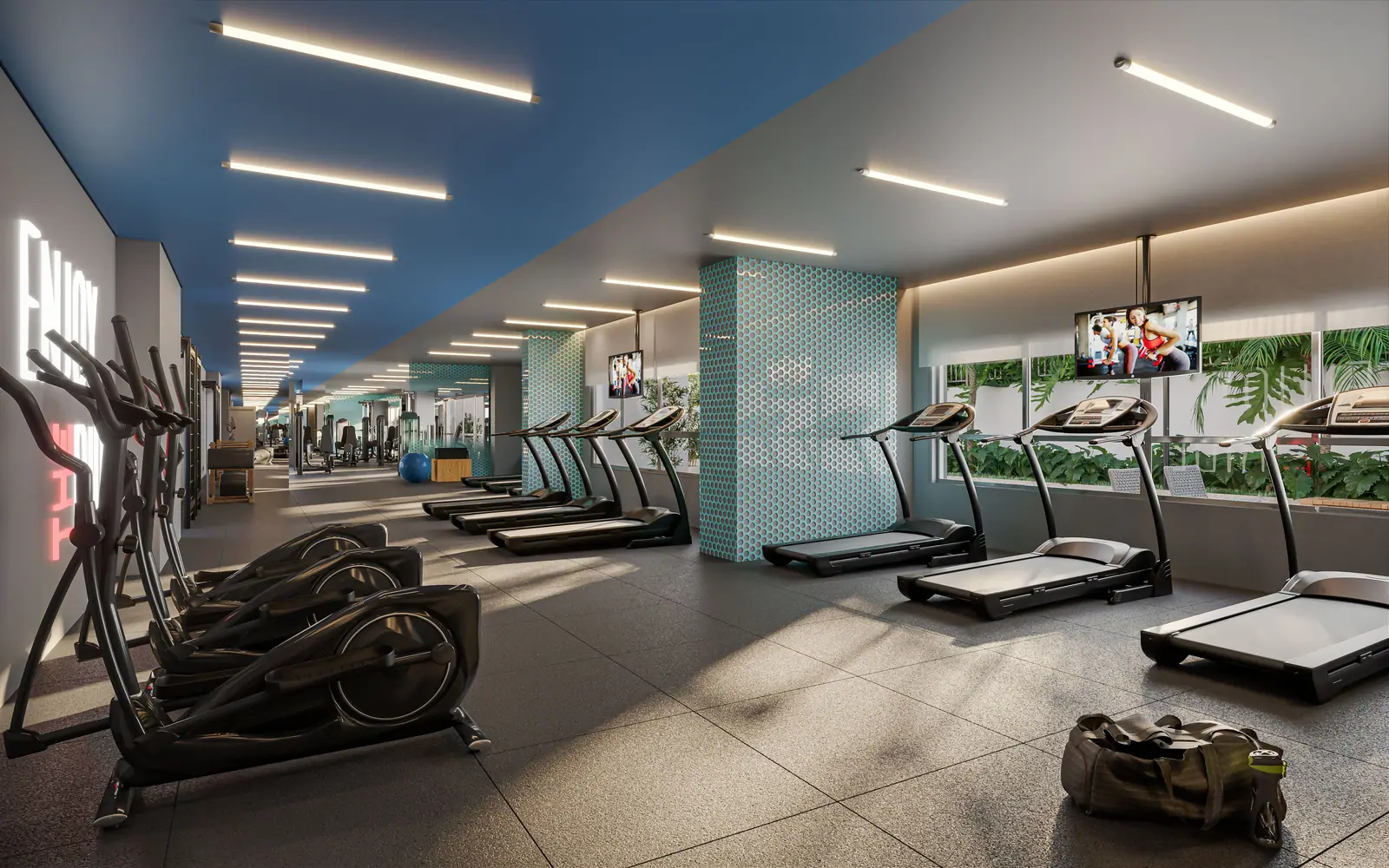 Fitness com 225m² · Perspectiva artística