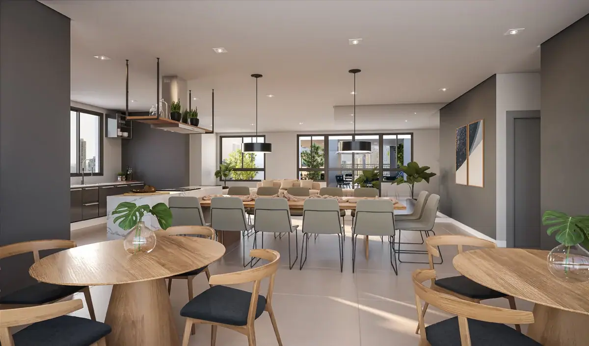 Espaço gourmet com terraço com 129m² · Perspectiva artística