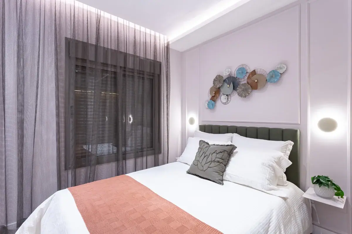Dormitório 1 do apartamento de 48m² · Foto do decorado
