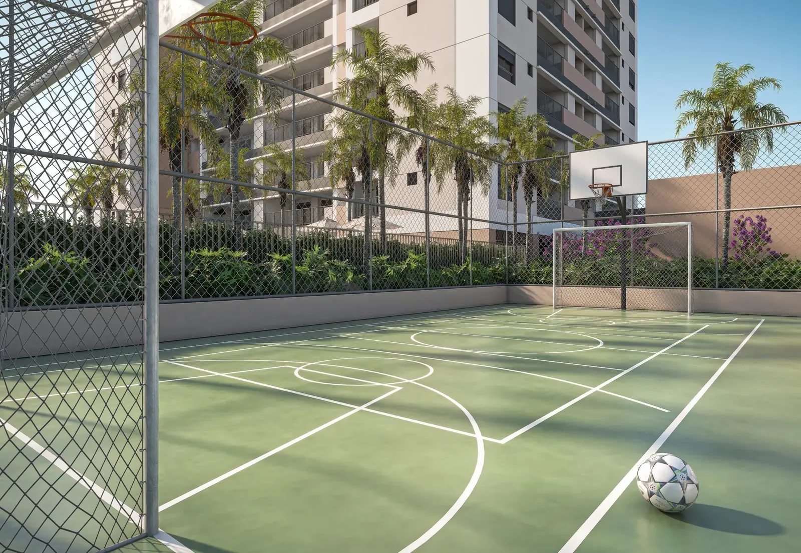 Quadra Recreativa c/ marcação p/ pickleball · Perspectiva artística
