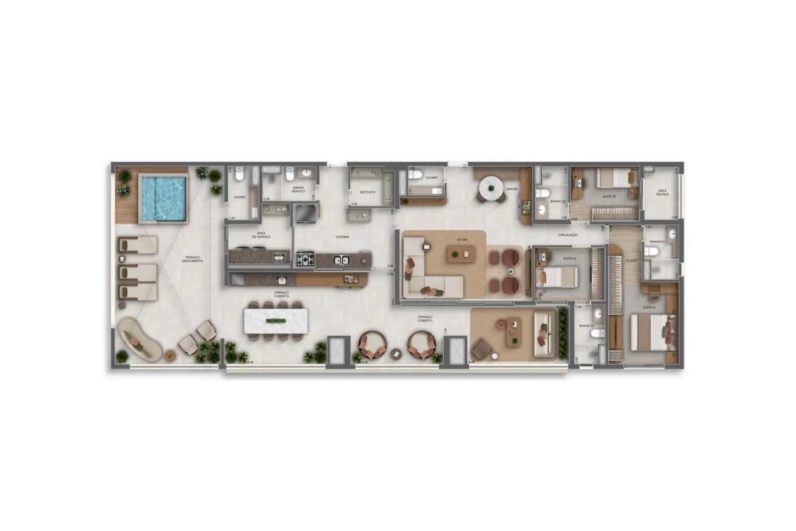 189m² | Penthouse · Perspectiva artística