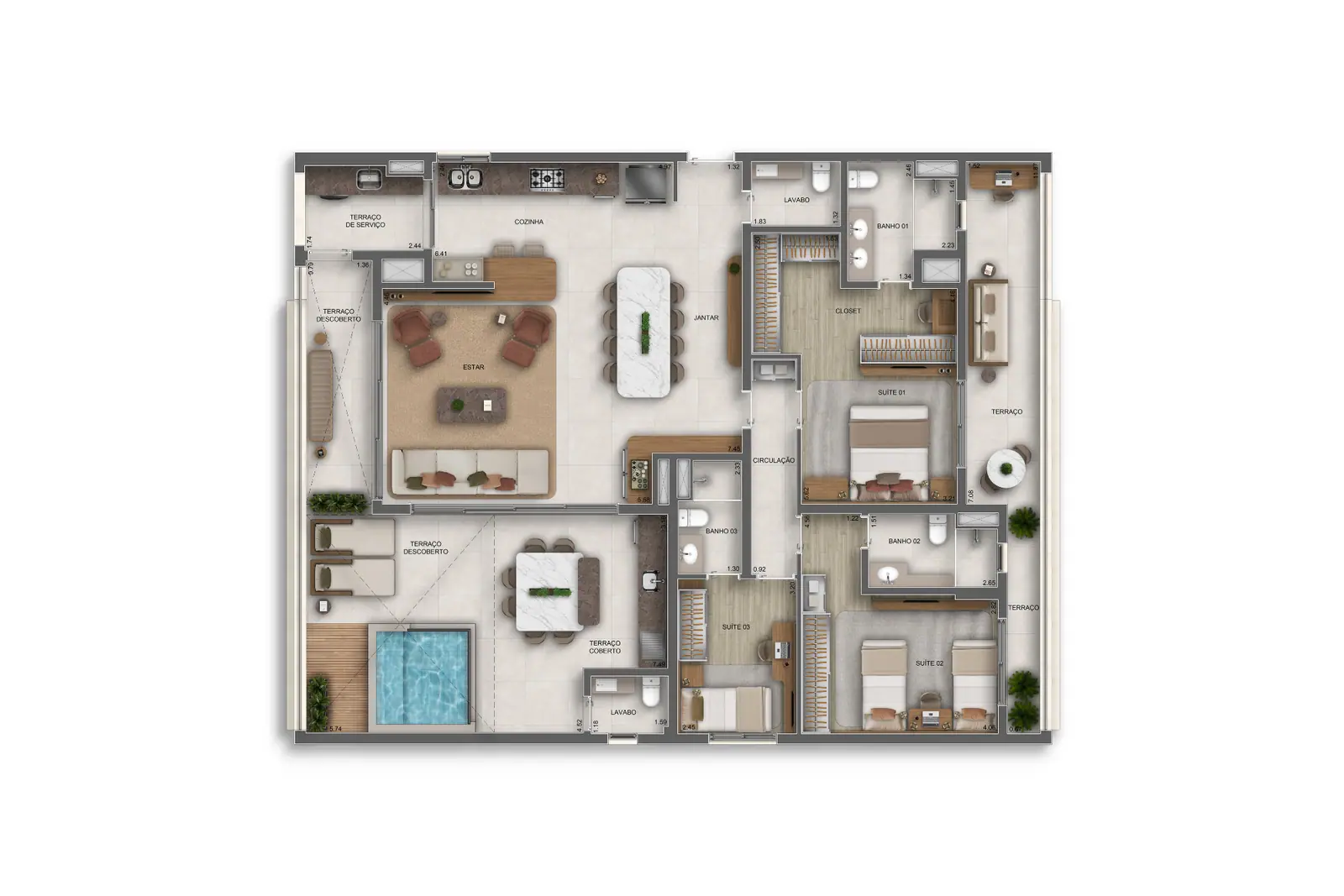 162m² | Penthouse · Perspectiva artística