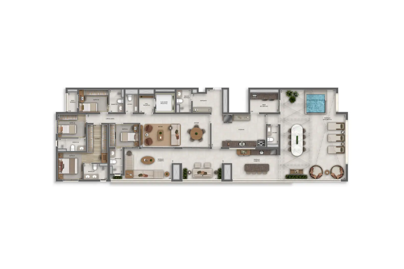 212m² | Penthouse · Perspectiva artística