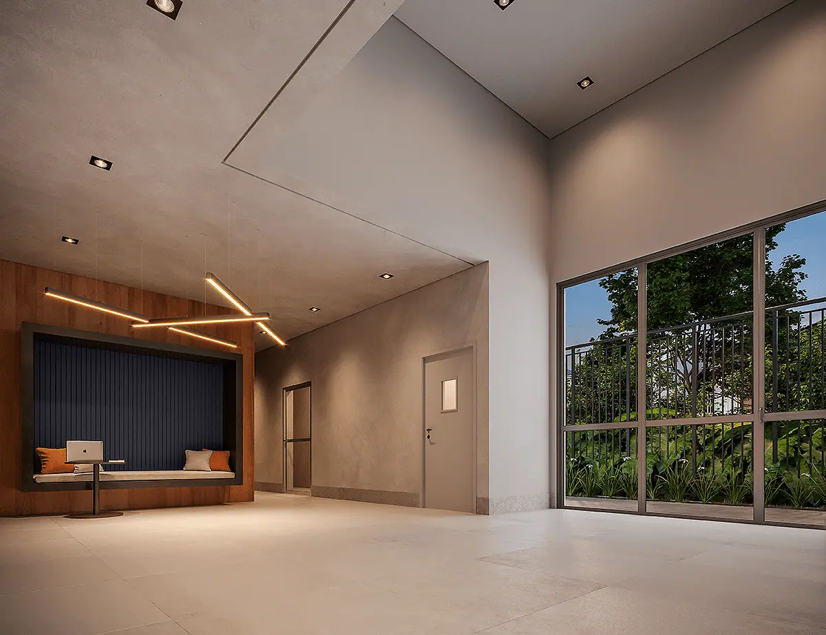 Lobby residencial | HIS - térreo · Perspectiva artística