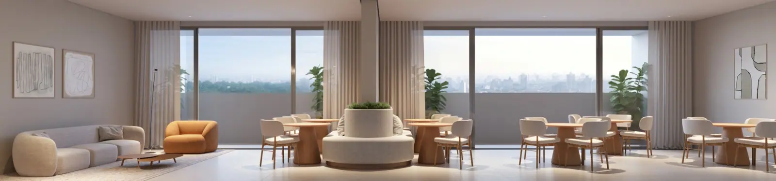 Salão de festas com 122m² · Perspectiva artística