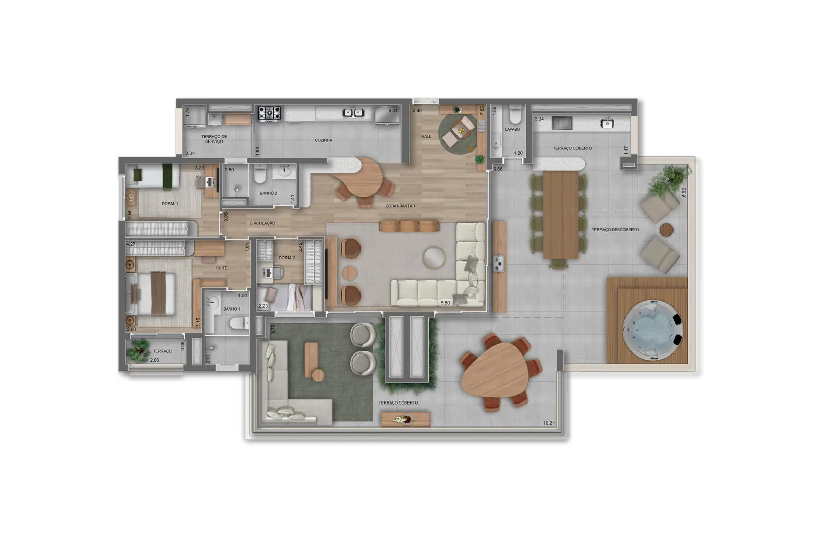195m² | Penthouse · Perspectiva artística