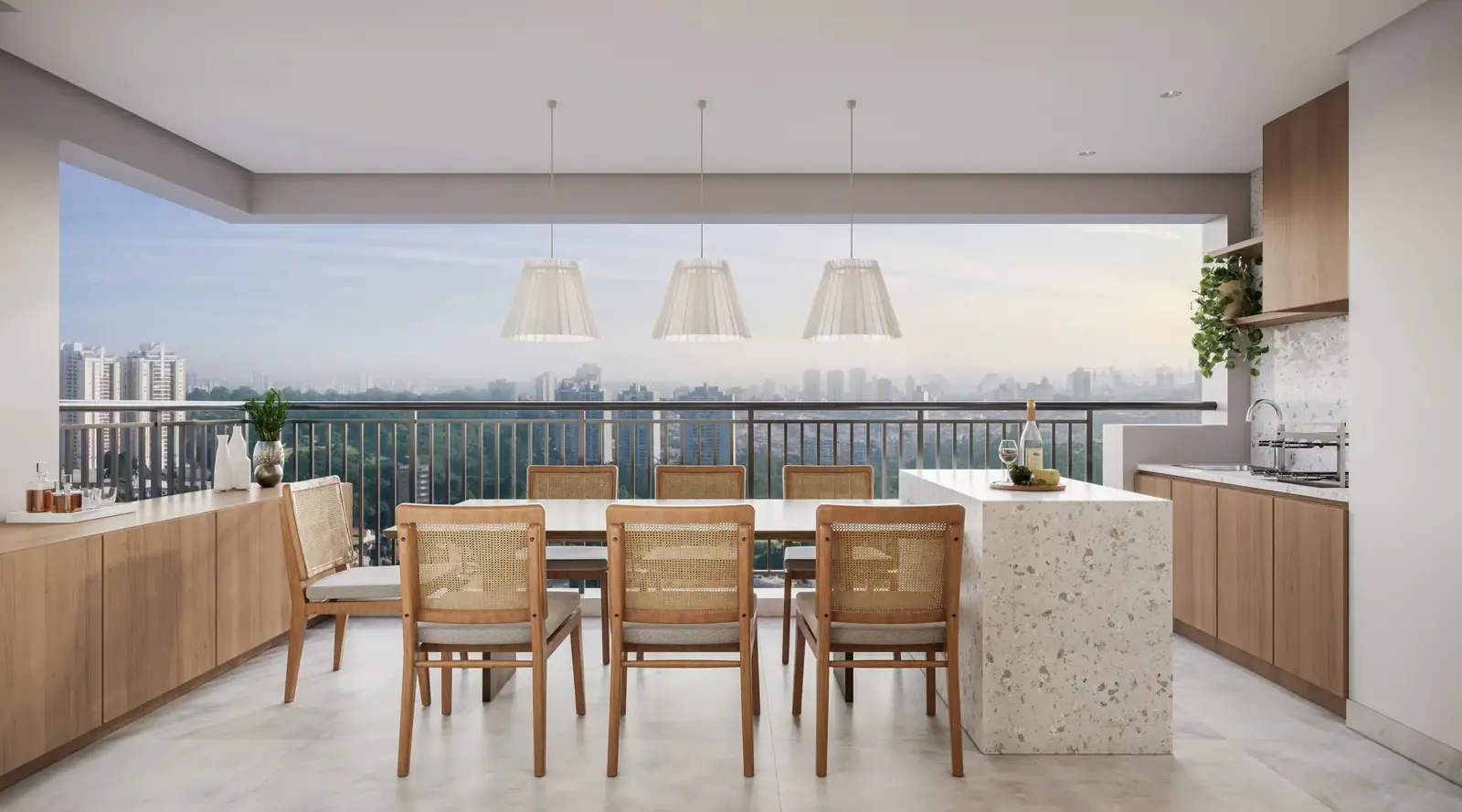 Terraço do apto de 76m² · Perspectiva artística