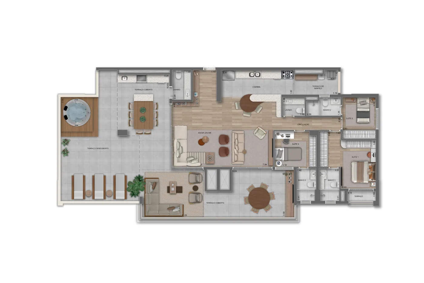 243 m² | Penthouse · Perspectiva artística