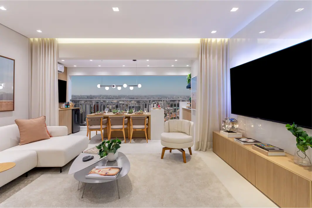 Living - Opção 2 dorms. (1 suíte) - 87m² · Foto do decorado