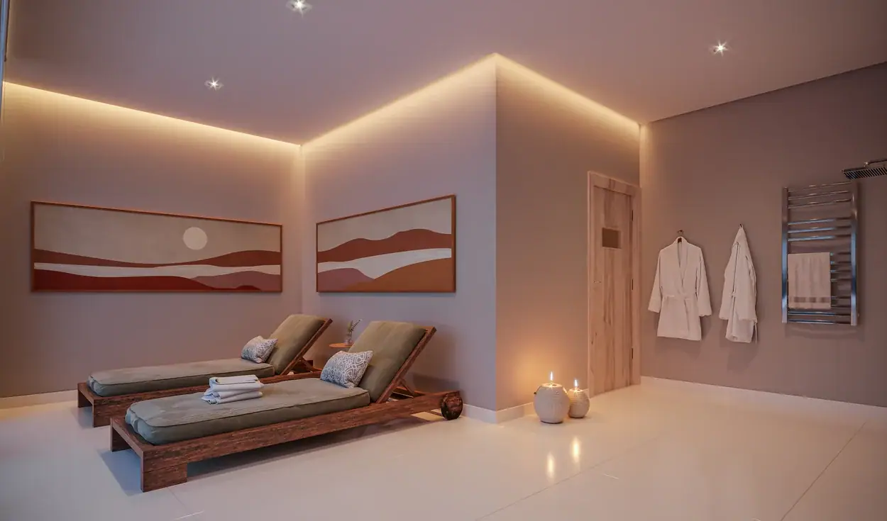 Descanso da sauna · Perspectiva artística