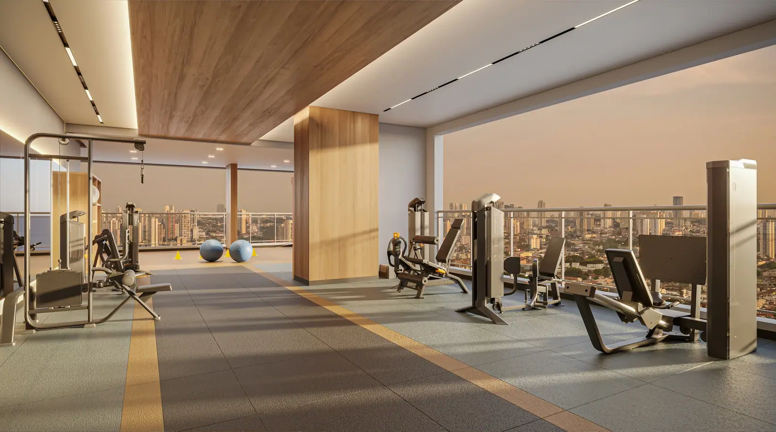 Fitness c/ 261m² no 32º Pavimento · Perspectiva artística