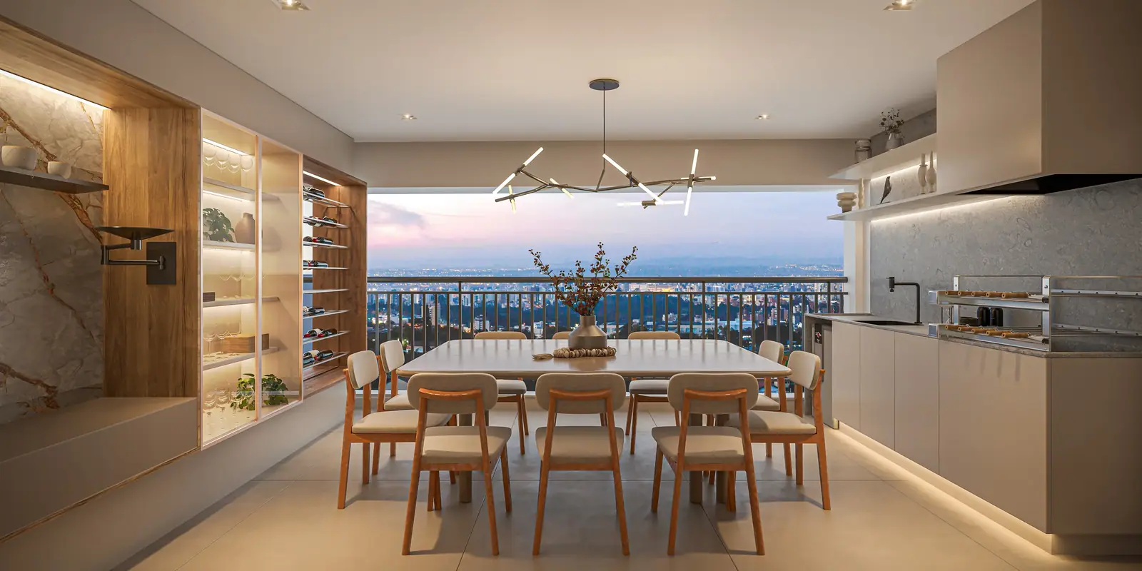 155m² | Terraço 3 Suítes c/ lavabo · Perspectiva artística