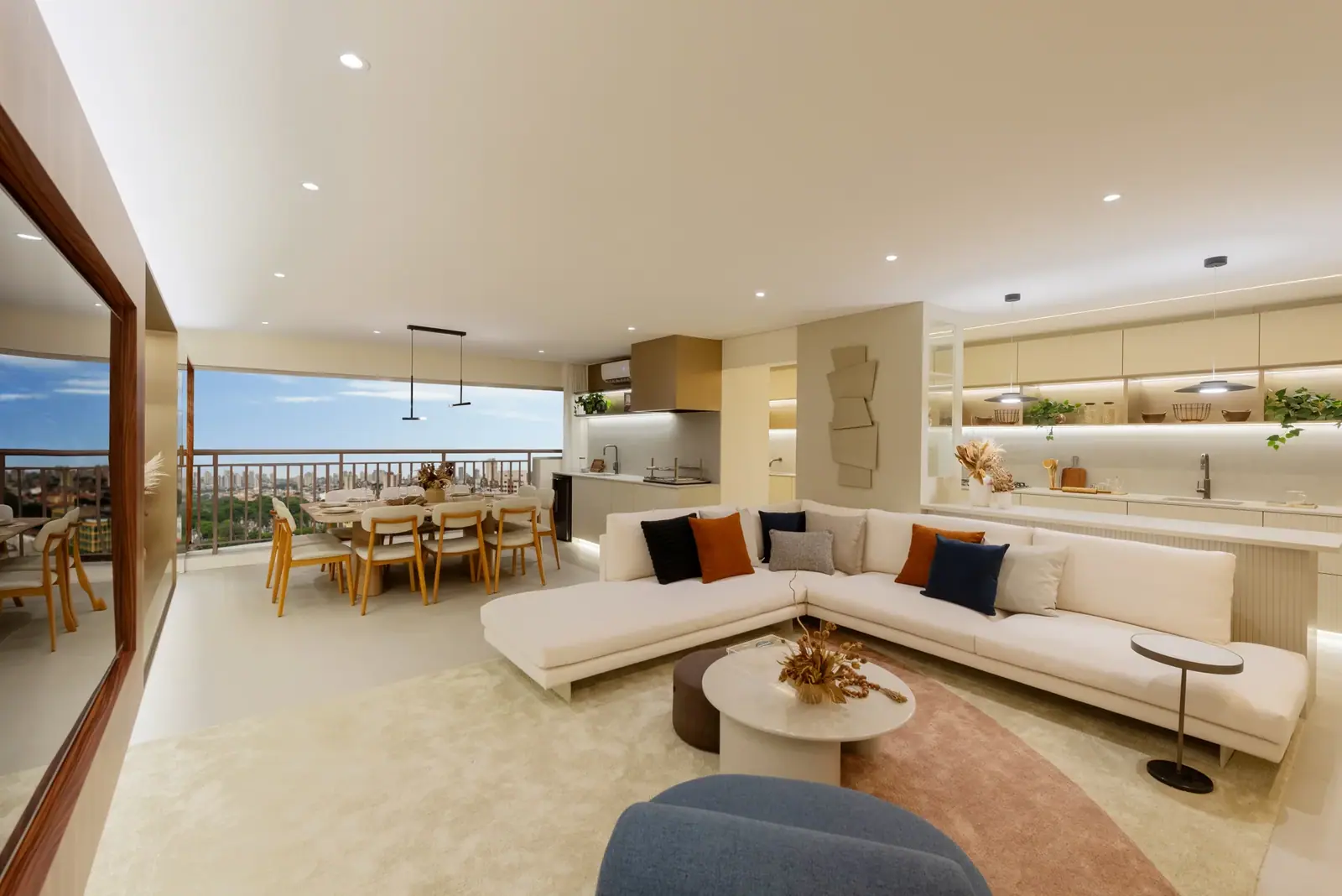 Living do apartamento de 155m² · Foto do decorado