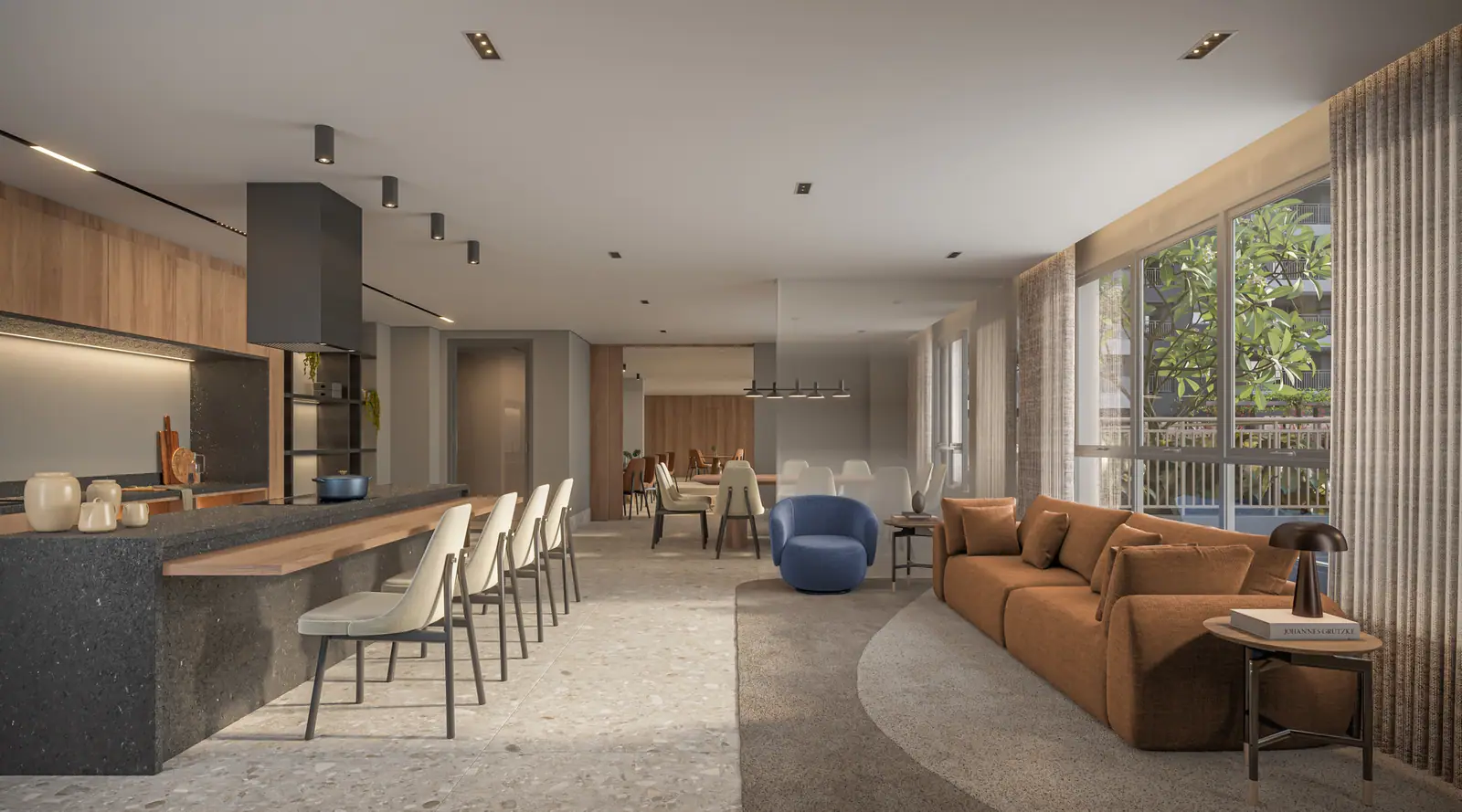 Salão Goumert com 67m² · Perspectiva artística