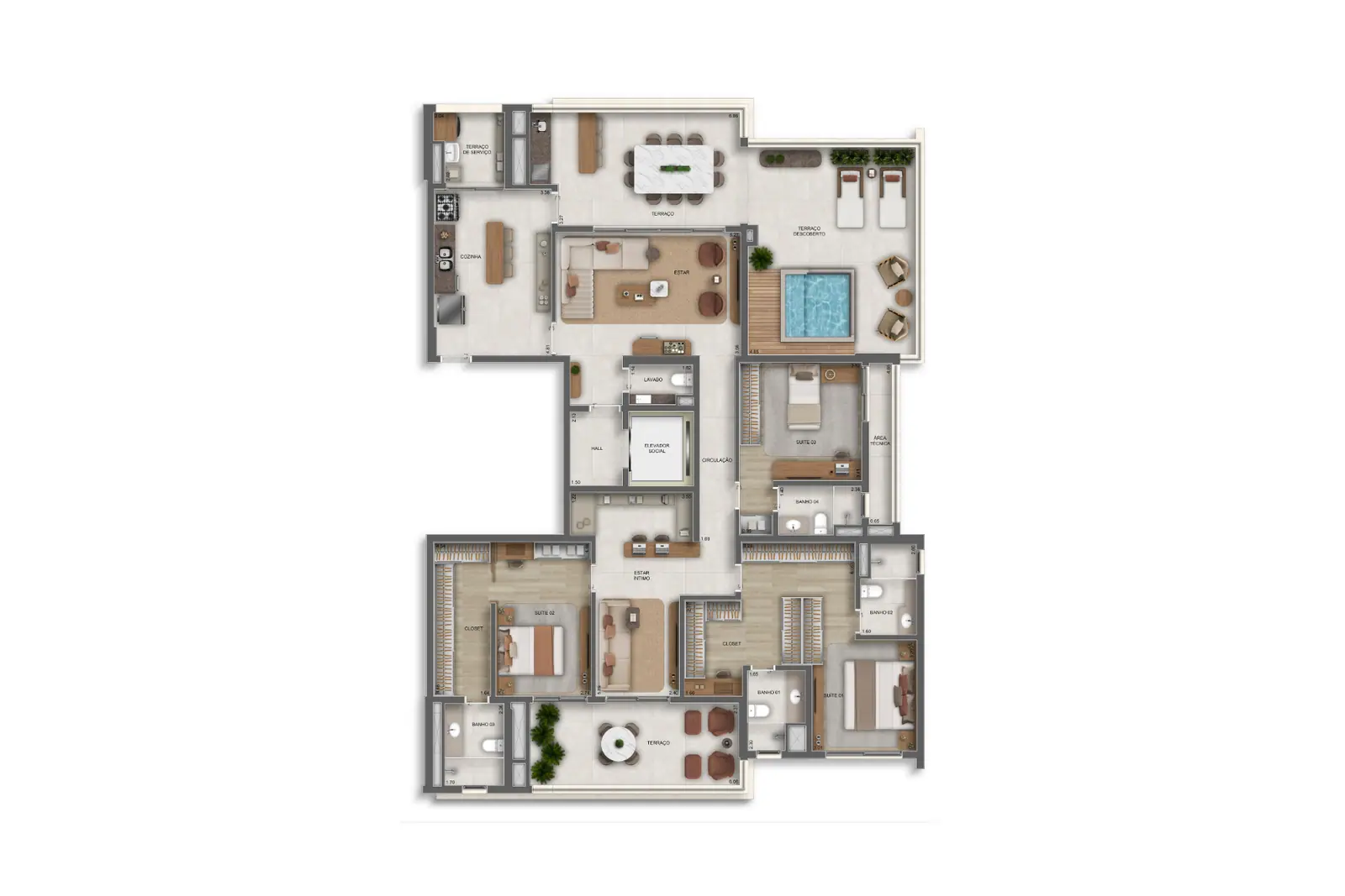 241m² | Penthouse · Perspectiva artística