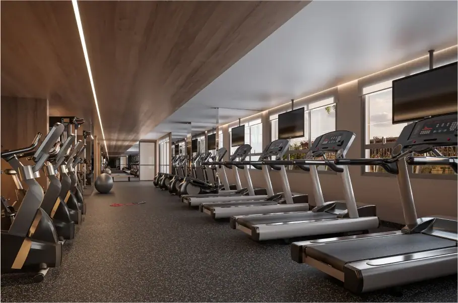 Fitness com 119m² - Residencial · Perspectiva artística