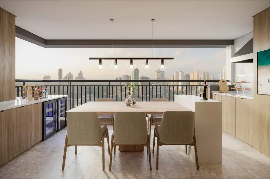 Terraço do apartamento de 91m² · Perspectiva artística