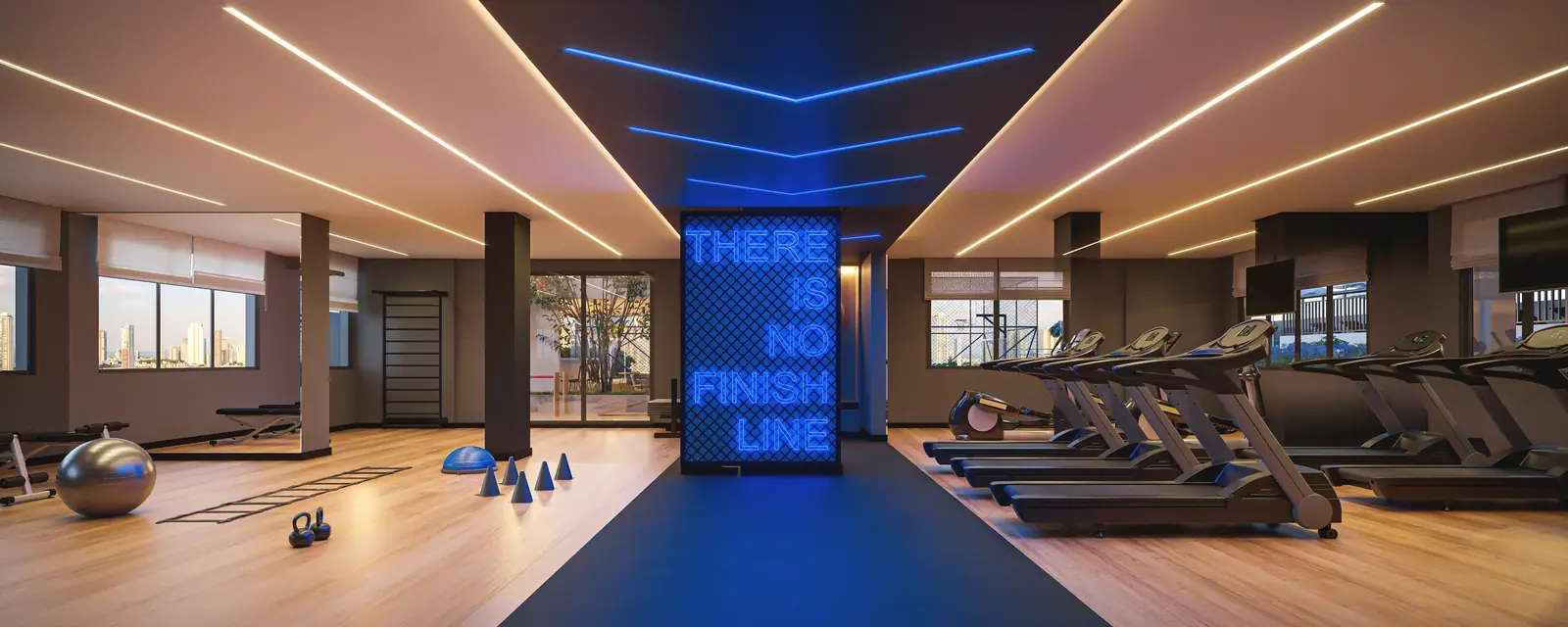 Fitness com 228m² - Térrei · Perspectiva artística