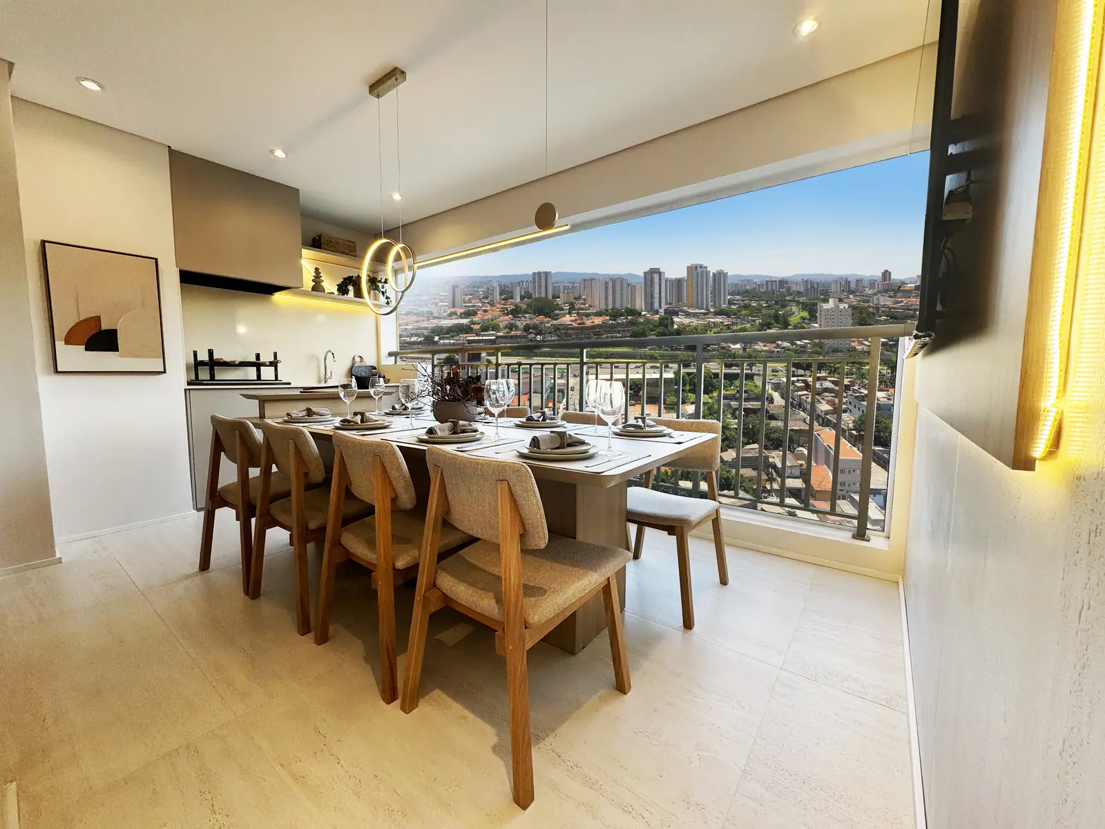 Terraço com churrasqueira a carvão do apto. de 3 suítes - 103m² · Foto do decorado