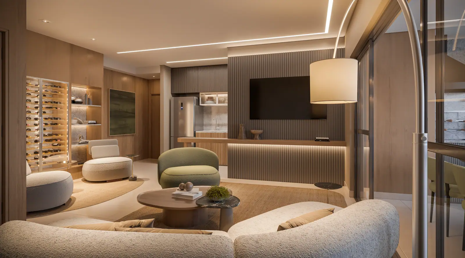 Living opção 2 suítes - 92m² · Perspectiva artística