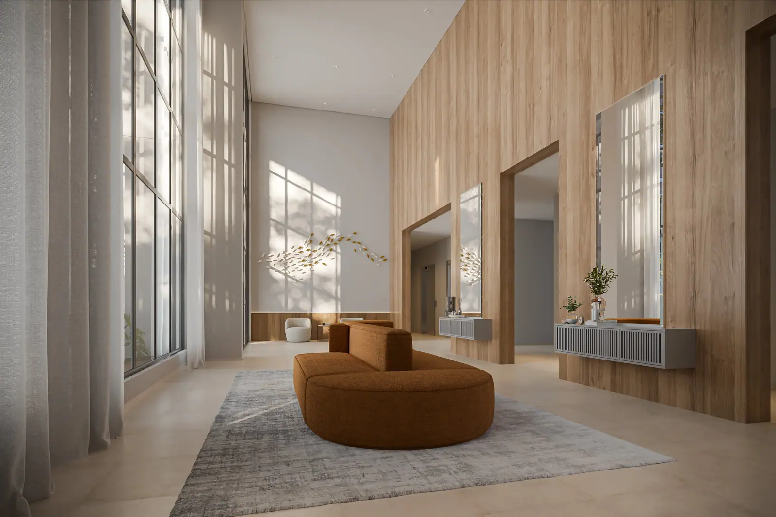 Lobby residencial · Perspectiva artística